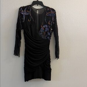 Vintage Elegant Black Dress with Sequin Details